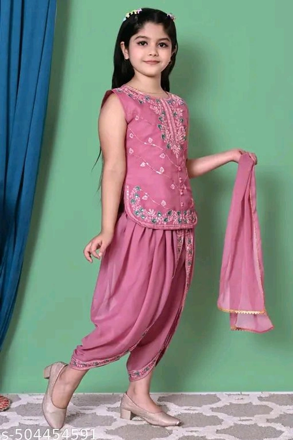 Girls Embroidered Ready to Wear kurta & Dhoti pant With Dupatta