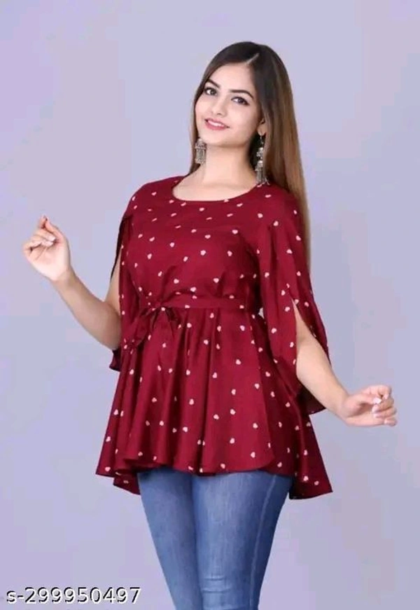 WOMENS STYLISH FRENCH CREPE PRINTED TOP