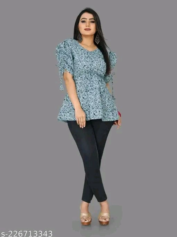 womens Crepe Printed top daily use top partywear top offical top long top festival wear to