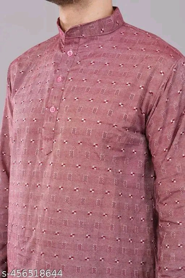 Ethnic Traditional Long Sleeves Solid Mandarin Neck Cotton Blend Men's Kurta Pajama/Pyjama Set