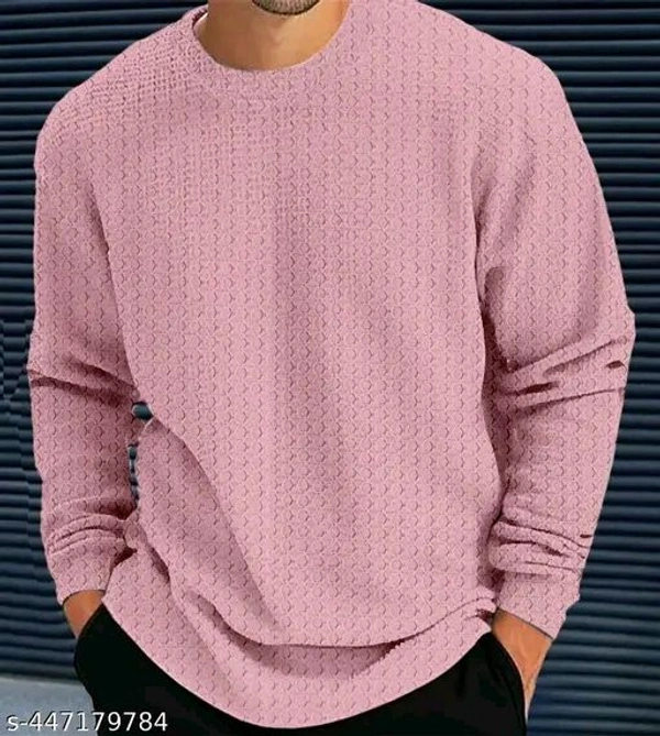 Force Solid Men Round Neck Pink T-Shirt