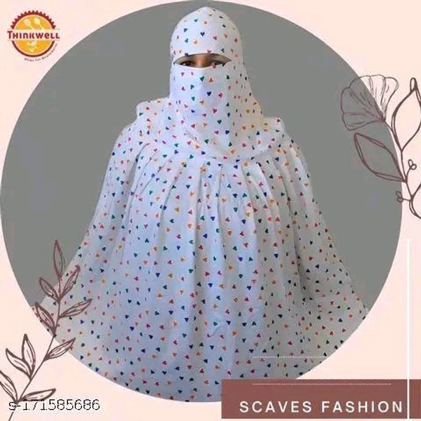THINKWELL Ready Stiched to wear Long Stylish Scarves&Stoles Cum Mask for Woman or Girl | White Cool quality cotton MultiHeart printed | Save your skin damage from sun ray & pollution (Long – Pack of 1