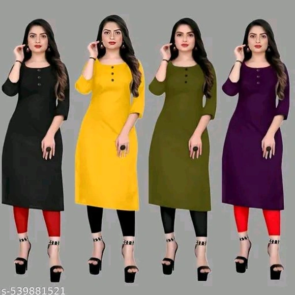 Straight Plain Casual Ethnic Plain A-Line American Crepe Fabric Light Weight Kurtis For Daily Use in Low Price