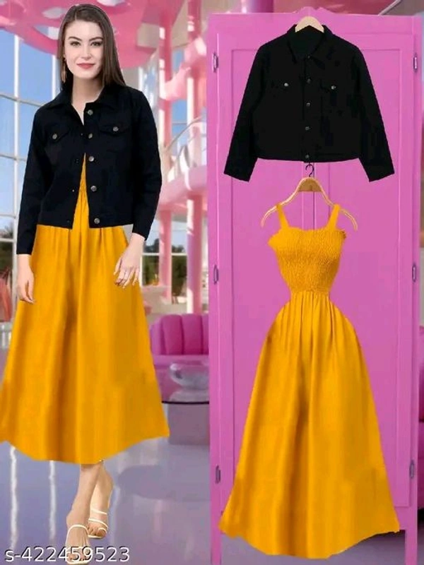 Dress With Jacket Women/Girls 100% Premium Quality Material Women Stylish Jacket With Dress COMBO (PACK OF 2) Urbane Latest Women Dresses With Jacket.