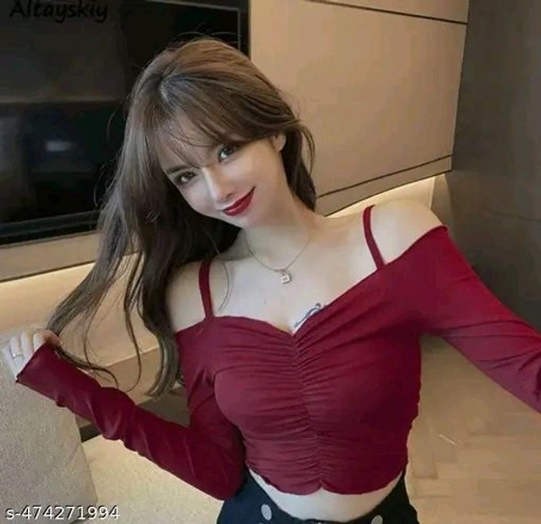 Trendy casual stylish top full sleeve off solder