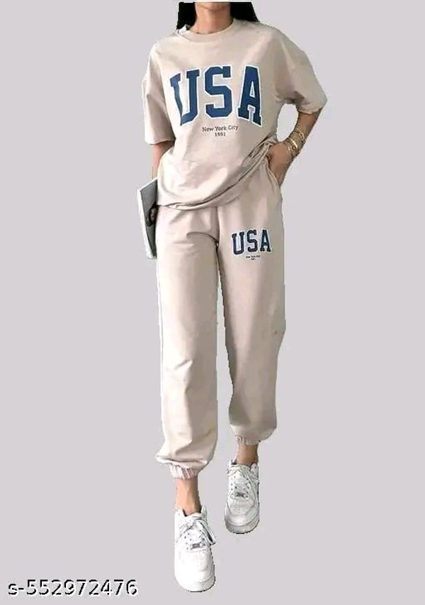 Womens Round Neck Half Sleeve Printed Women Top & Bottom Sets