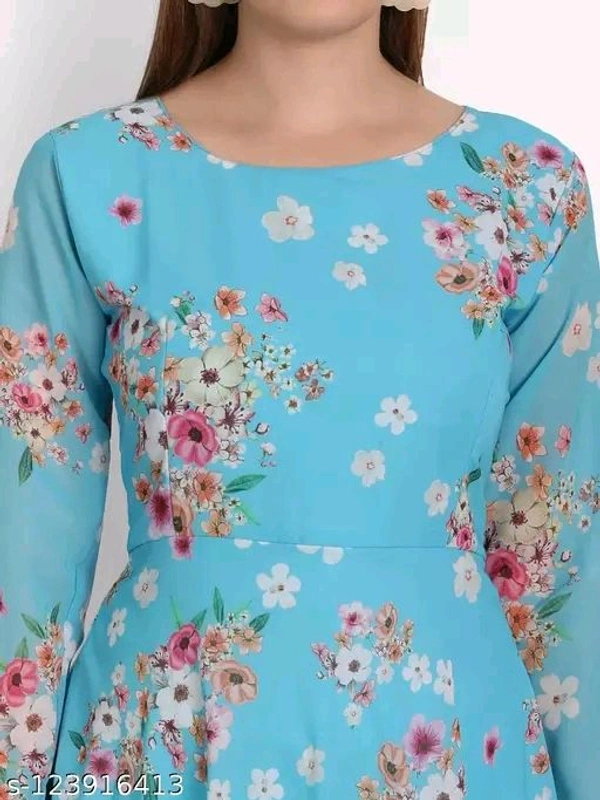 sky blue colour printed georgette dress
