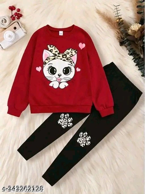 KEESOR KIDS FULL SLEEVE TOP & PANT SET | Full Sleeves Solid Colour Joggers Set | Girls Cotton Clothing Set