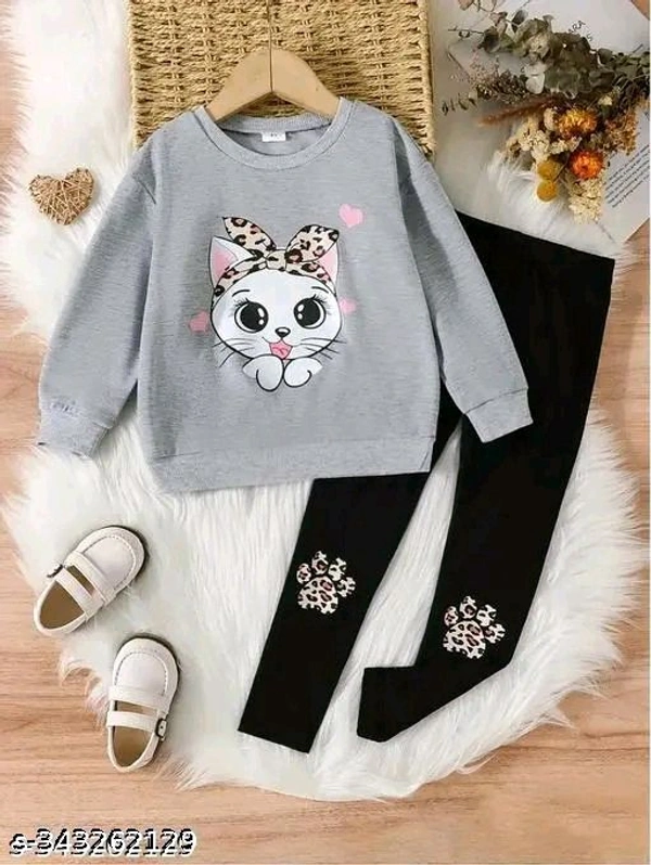 KEESOR KIDS FULL SLEEVE TOP & PANT SET | Full Sleeves Solid Colour Joggers Set | Girls Cotton Clothing Set