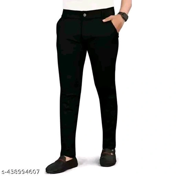 Black Color Men's Regular Fit Casual Trouser