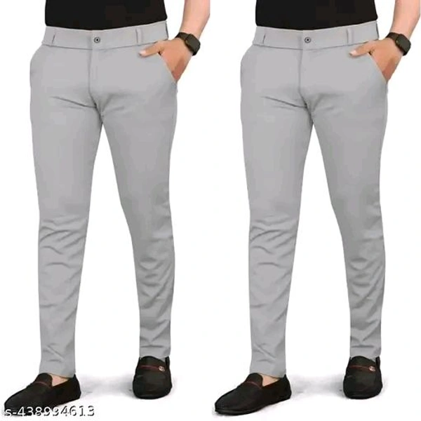 Combo of 2 Light Grey Color mens Flexi Waist Regular Casual Pants for Men