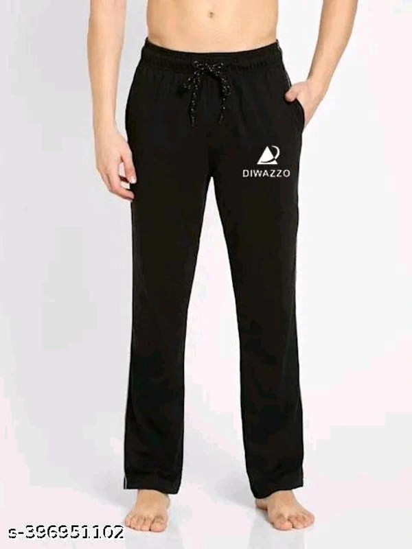 DIWAZZO Men's Solid Straight Black Track Pants