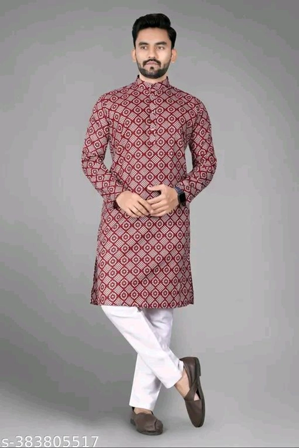Printed Cotton Kurta For Men
