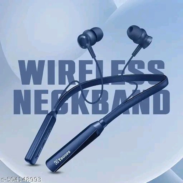 TP Troops Wireless in-Ear Neckband Bluetooth Earphones with 10mm Drivers, Rich Music Experience, 50 Hours Playtime, Type C Fast Charging, Neckband Earphones with Voice Assistant-Blue