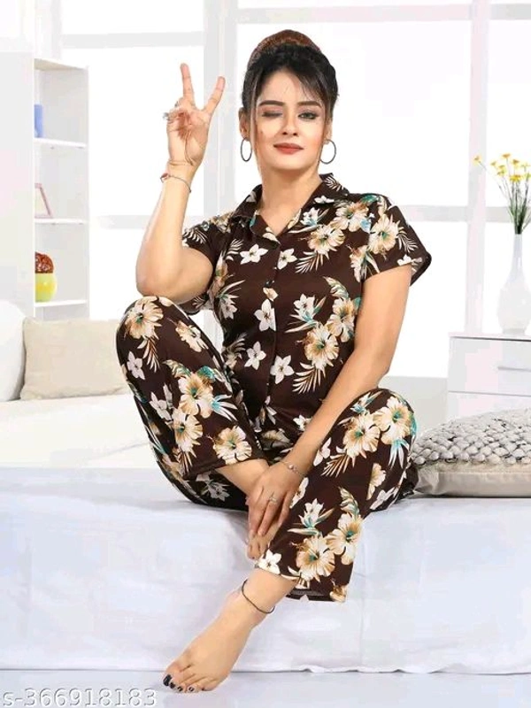 SATIN PRINTED NIGHT SUITE - WOMENS PRINTED CO-ORD SET FOR WOOMENS AND GIRLS