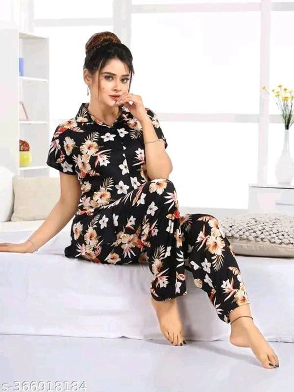 SATIN PRINTED NIGHT SUITE - WOMENS PRINTED CO-ORD SET FOR WOOMENS AND GIRLS