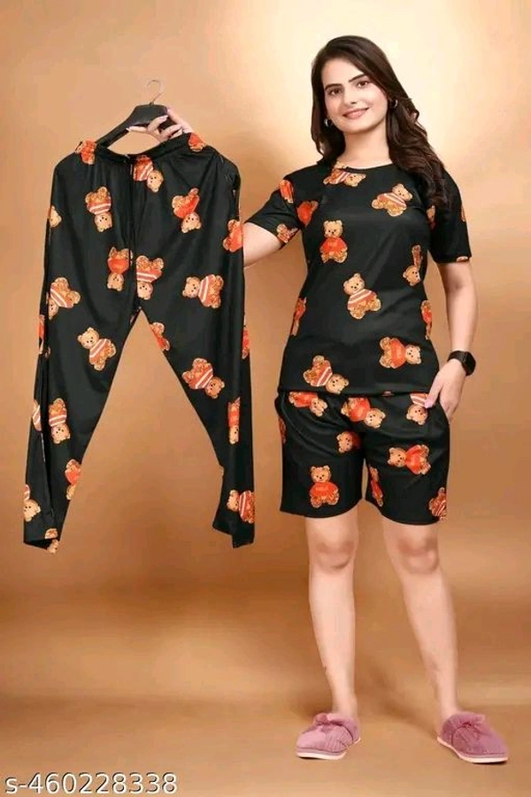 Women Printed Co-Ords Set Night Suit And Night Dress T-Shirt Pyjama combo on lowest price