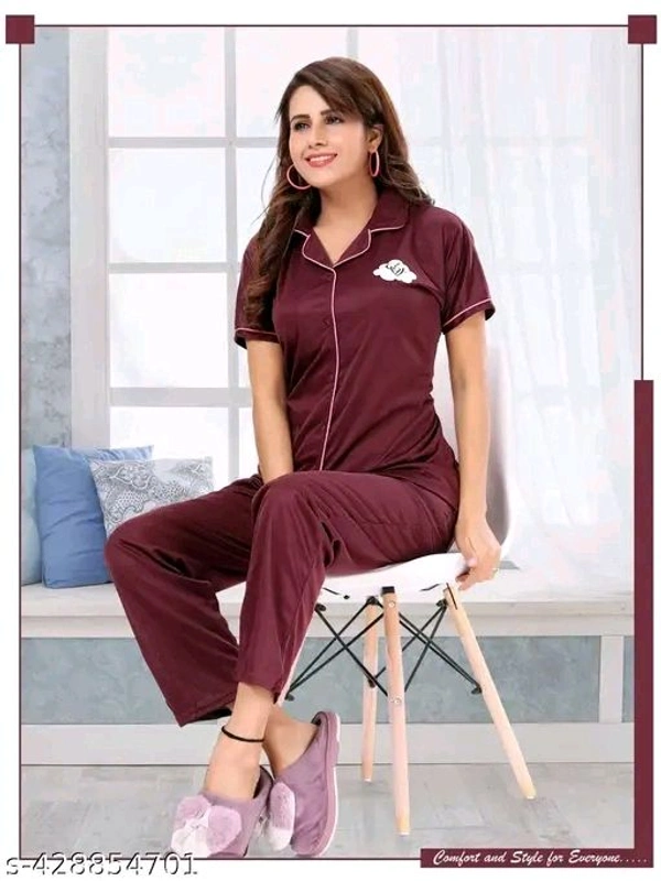 MAYUR FASHION VG PRINTED COLLARED WOMEN NIGHT SUIT- 69