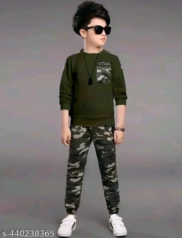 Trending Boys Army T-shirt and pant pair in best look