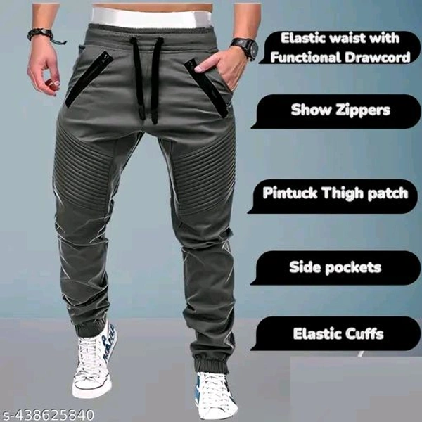 Men's Trendy Cotton Joggers | Stylish Track Pants with Pintuck Details and Show Zippers | Unique Casual Trousers/Lowers with Elastic Waist and Cuffs | New Fashion Bottoms