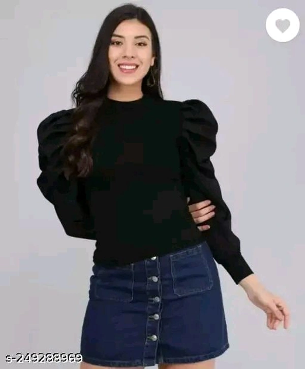 Casual Puff Sleeves Solid Women Top