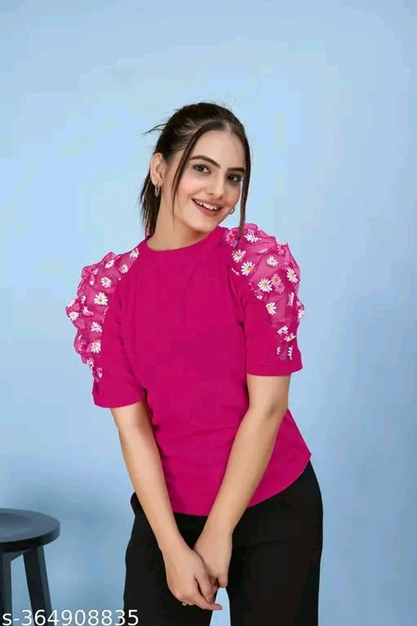 trendy flower pettern dark pink  colour top for women's ||  Puff Sleeves top's || regular  wear top || #new top # new
