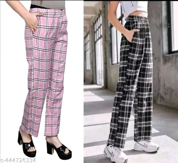 Checked Trouser Pant Black Color Premium Quality Fabric Fancy Trouser Fashion For Women And Girls Lower
