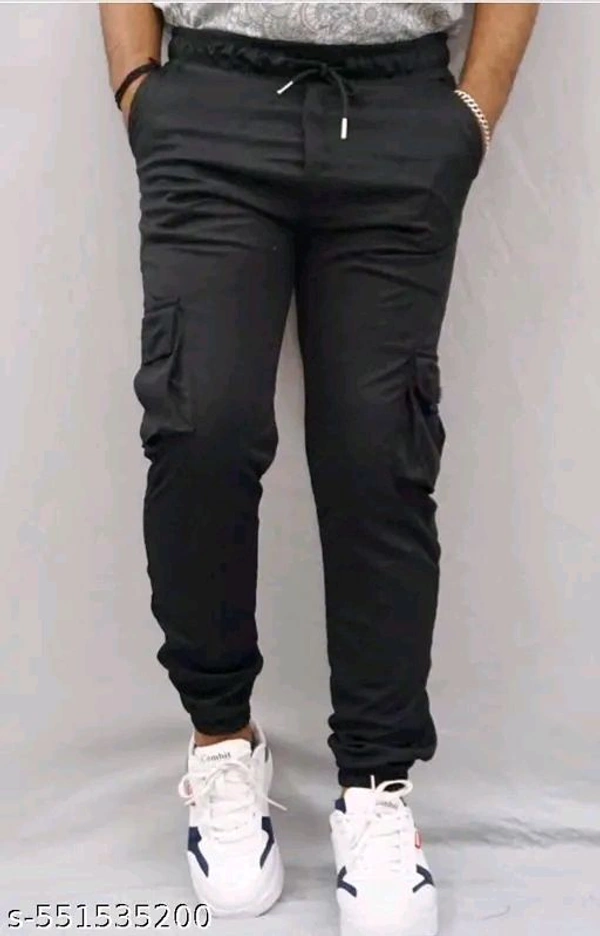 Men's Black Performance Cargo Pants – Relaxed Fit, Adjustable, Stylish Men's Cargo Pants | Comfortable, Trendy & Versatile, Adjustable Waist, Ideal for Sports & Outdoor Adventures ||Trendy Jogger Trouser For Mens |Solid Trousers For Men|Mens  For Mens|Casual Jogger|Cargo pant for men|
