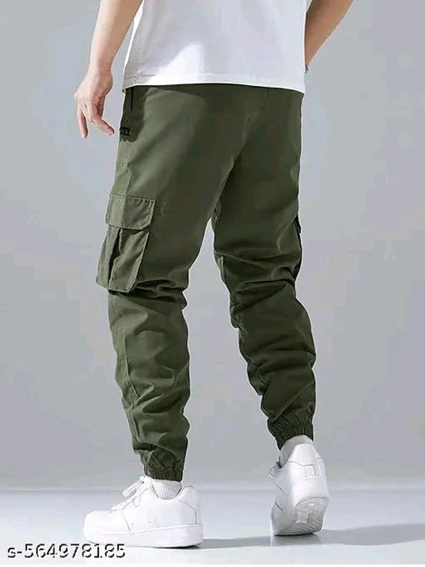 DHRUVINE Men's Cotton Cargo Pants – Loose Fit, Drawstring Waist, Multi-Pocket Style