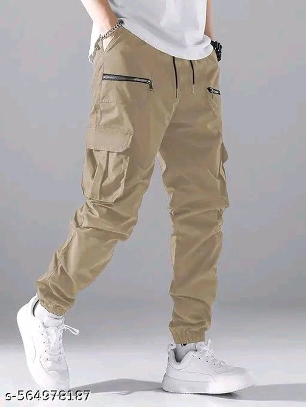 DHRUVINE Men's Cotton Cargo Pants – Loose Fit, Drawstring Waist, Multi-Pocket Style