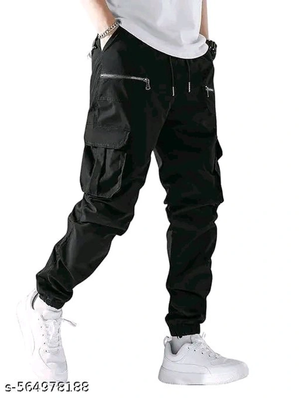 DHRUVINE Men's Cotton Cargo Pants – Loose Fit, Drawstring Waist, Multi-Pocket Style