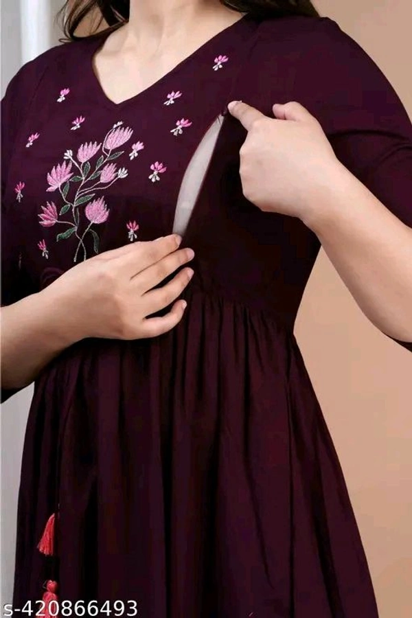 Rangrail Feeding Maternity Kurti Both Side Zip Anarkali Kurta & Kurtis Zipper dress Beautiful Embroidery