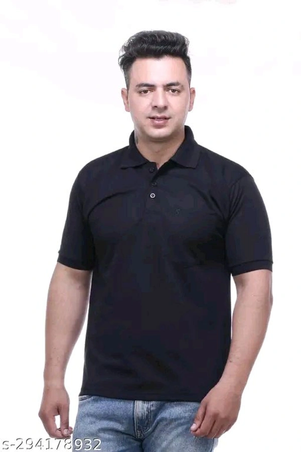 Mens Solid Polo Cotton Blend Tshirt