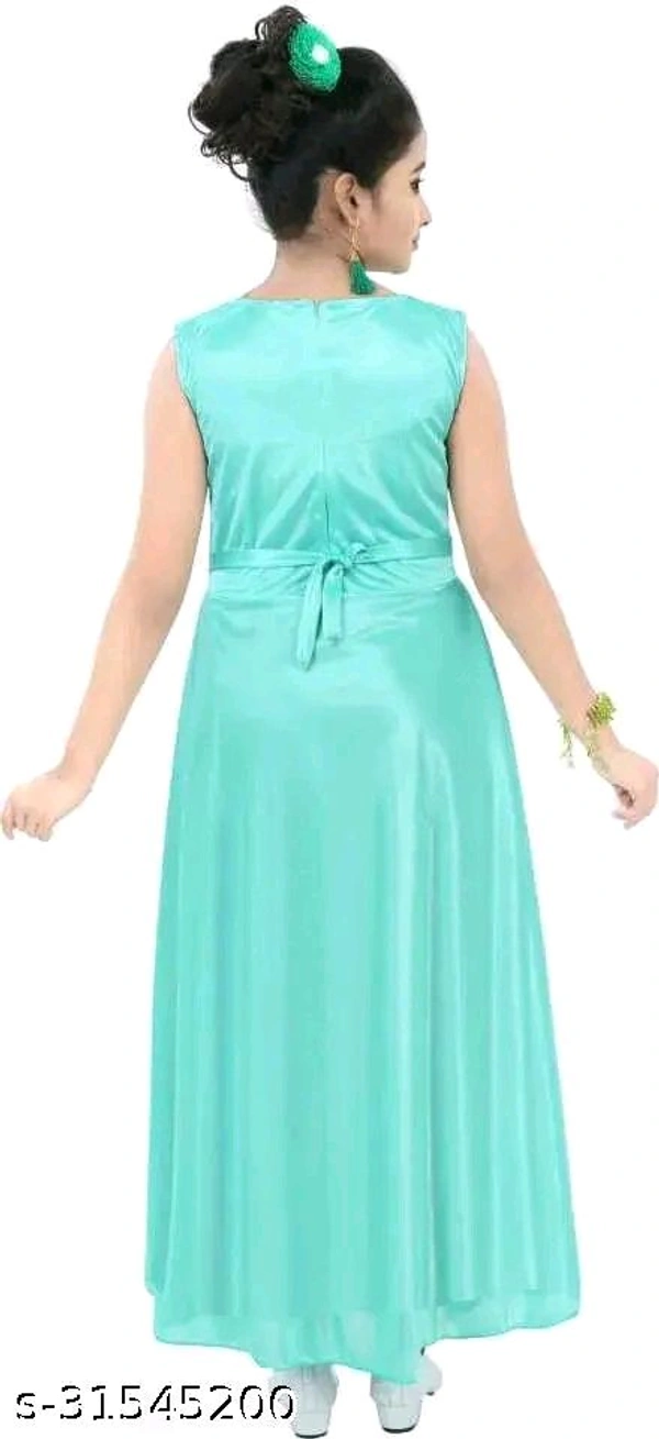 Girls Mint Green Satin Frocks & Dresses Pack Of 1
