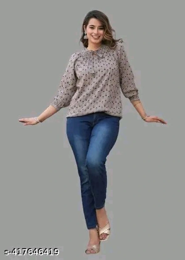 women stylish brown cosine printed top for women and girls  tt