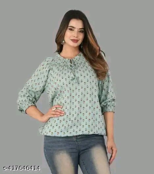 women stylish light pista  cosine printed top for women and girls  tt