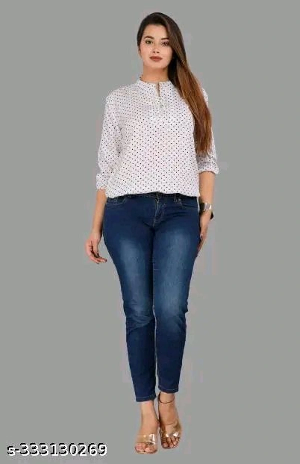 crepe white doted women stylilsh top for girls and women fabric crepe