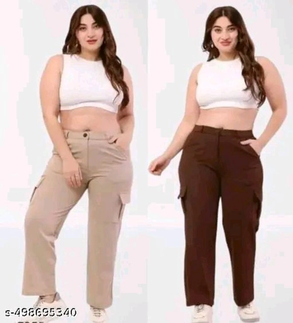 Pack of "Beige & Brown" Extended Cargo Pant For Women