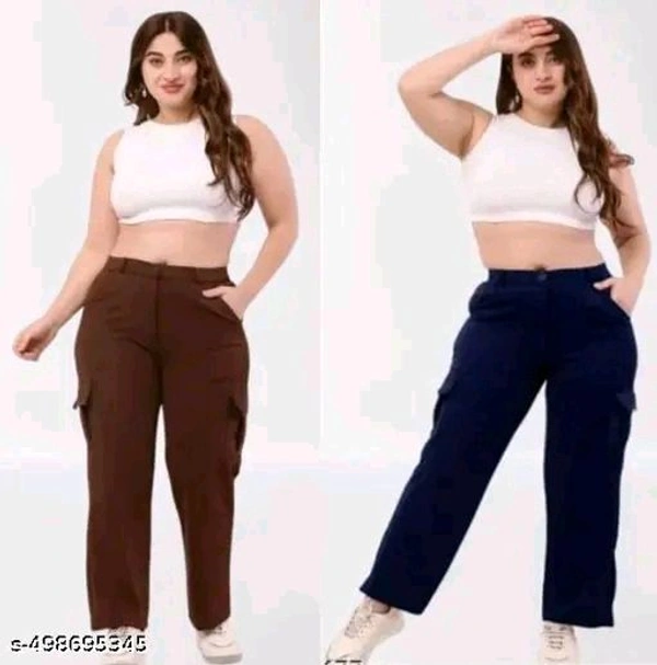 Pack of "Brown & Navy" Extended Cargo Pant For Women