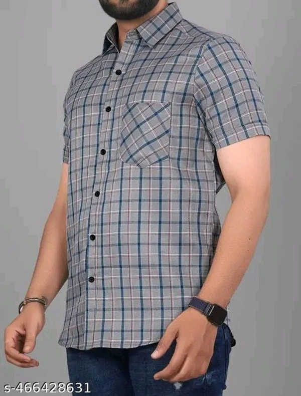 Filiate Checkered Grey Regular Fit Cotton Men's Shirt | Half Sleeves Formal Slim Fit Checkered Office Wear Shirts for Men