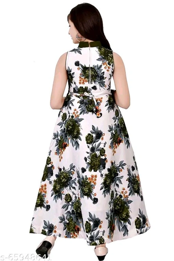 Girls Green Cotton Blend Ethnic Gowns Pack Of 1