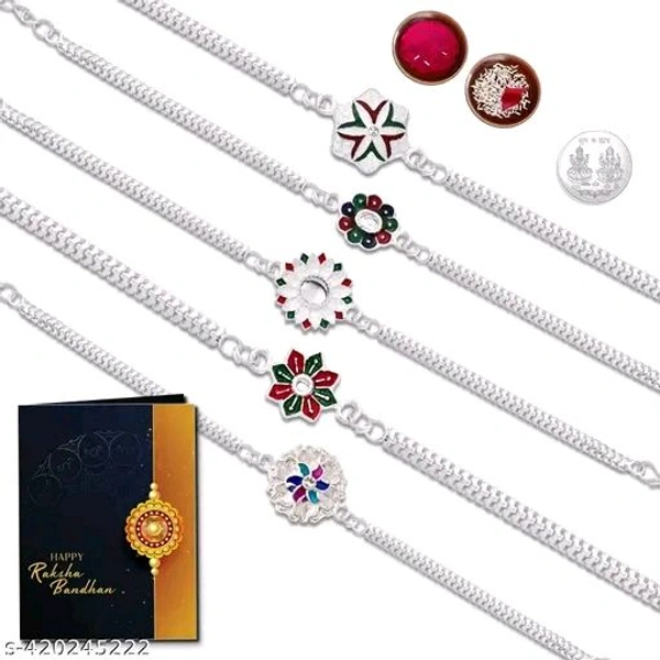 Periapt Rakhi For Brother | Rakhi With Roli&Chaval | Rakhi With Greeting Card | Designer Rakhi | Rakhi For Brother/Sister | Rakhi With Silver Coin K1_703