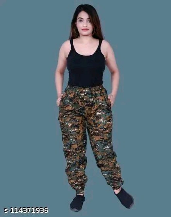 SKG-WOMEN COMOUFLAG TROUSER  MULTY POCKET , COLOR -GREEN