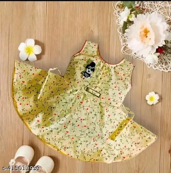 Simple Lemon Yellow Cotton Frock for baby girls