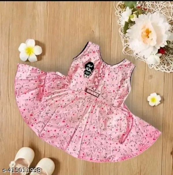 Simple Pink Cotton Frock for baby girls