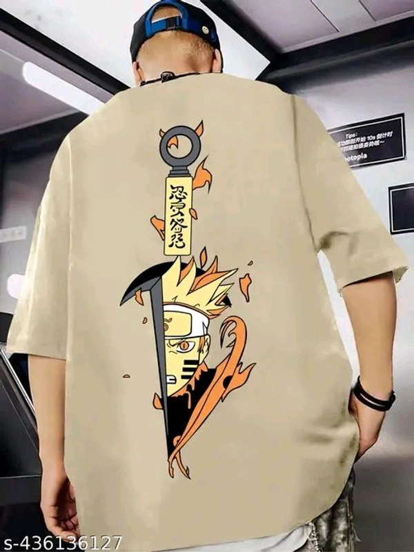 Maniac Men's Typography Oversize Round Beige Tshirts