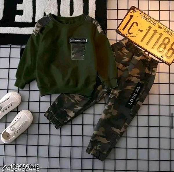 Trending Boys Army T-shirt and pant pair in best look.*