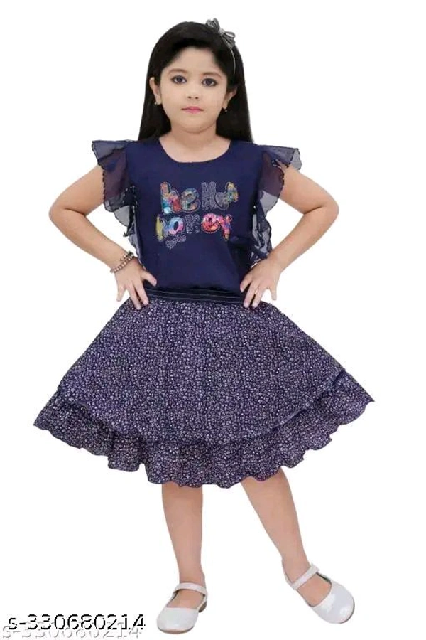 * Girls Elegant Funky Top And Skirt Set Girls Western Dress Girls Clothing set Girls Party Wear Dress*