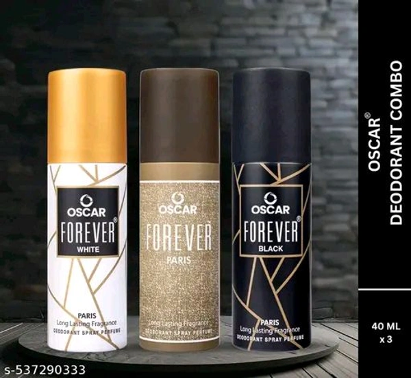 *Oscar Forever Paris, Forever Black and Forever White Nano Travel Size Pack Deo Perfume Body Spray - For Men (40ml X 3 )*