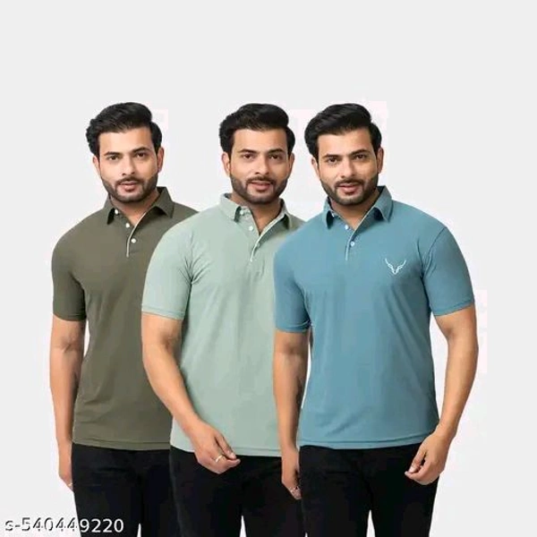 BUFFARO Men's Solid Polycotton Rich Polo T Shirt | Collar Tshirts | Half Sleeves | Plain-Regular Fit ( Pack of 3 )*